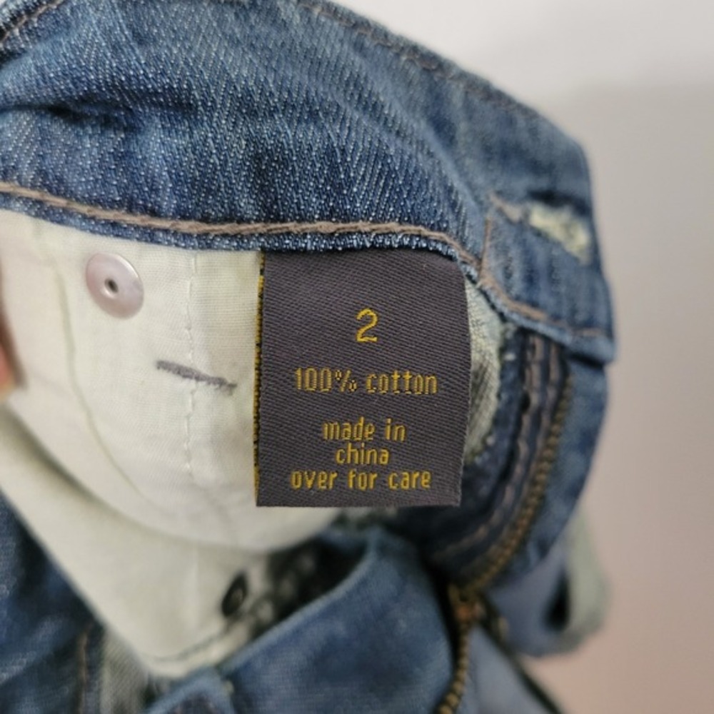 OUTBACK RED Womens Sz 2 Cuffed Casual Denim Blue Jean Shorts Mid Rise Distressed - Picture 10 of 11